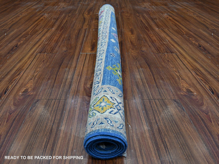 4'11" x 6'5" New Hand Knotted Blue Wool Rectangle Oriental Rug - MOA10289343