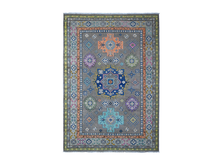 5'11" x 8'5" New Hand Knotted Grey Wool Rectangle Oriental Rug - MOA10289344