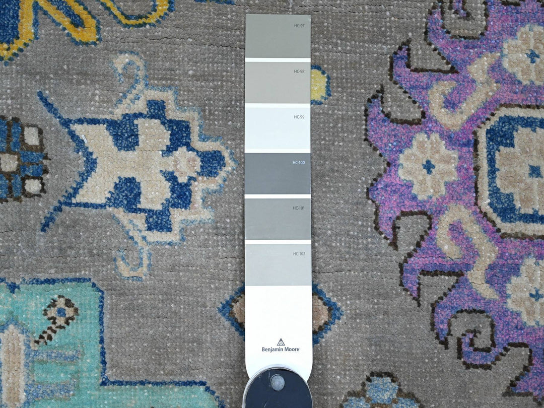 5'11" x 8'5" New Hand Knotted Grey Wool Rectangle Oriental Rug - MOA10289344