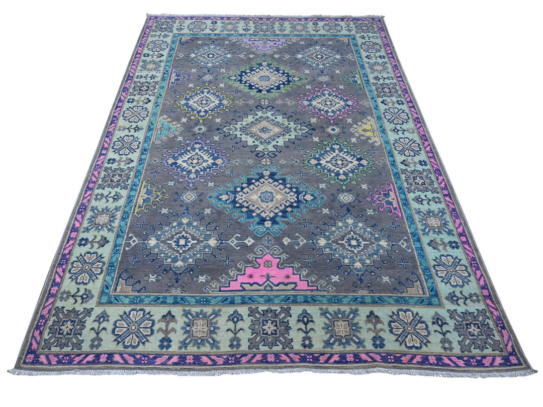 5'6" x 7'7" New Hand Knotted Grey Wool Rectangle Oriental Rug - MOA10289345