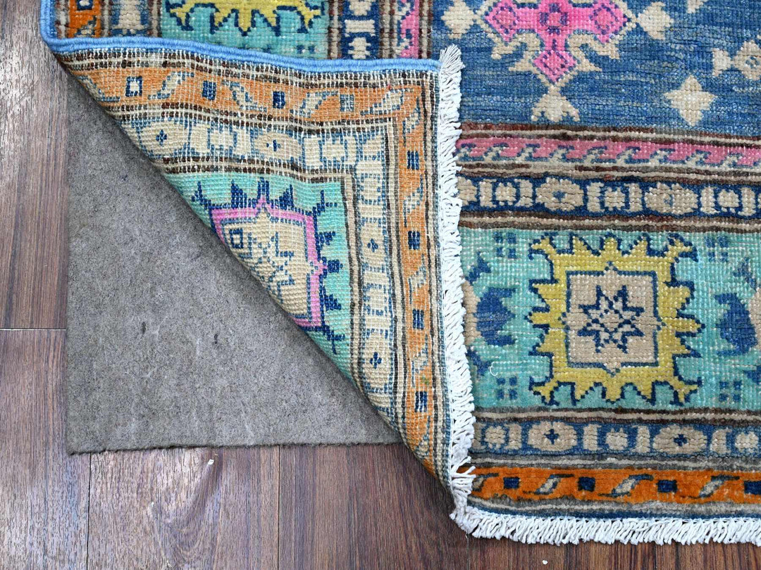 5'1" x 6'4" New Hand Knotted Blue Wool Rectangle Oriental Rug - MOA10289347