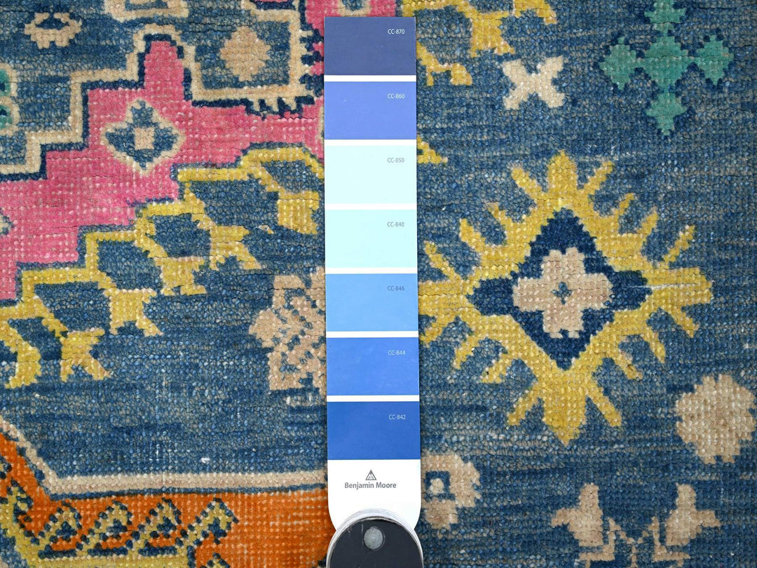 5'1" x 6'4" New Hand Knotted Blue Wool Rectangle Oriental Rug - MOA10289347