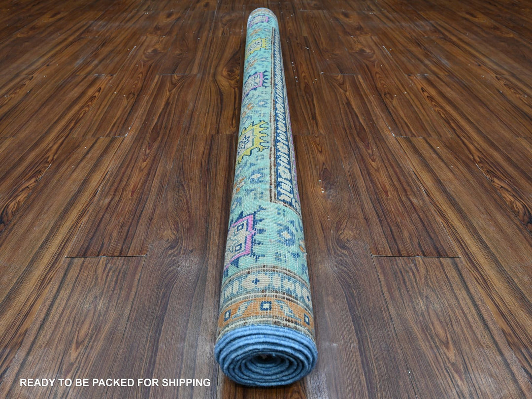 5'1" x 6'4" New Hand Knotted Blue Wool Rectangle Oriental Rug - MOA10289347