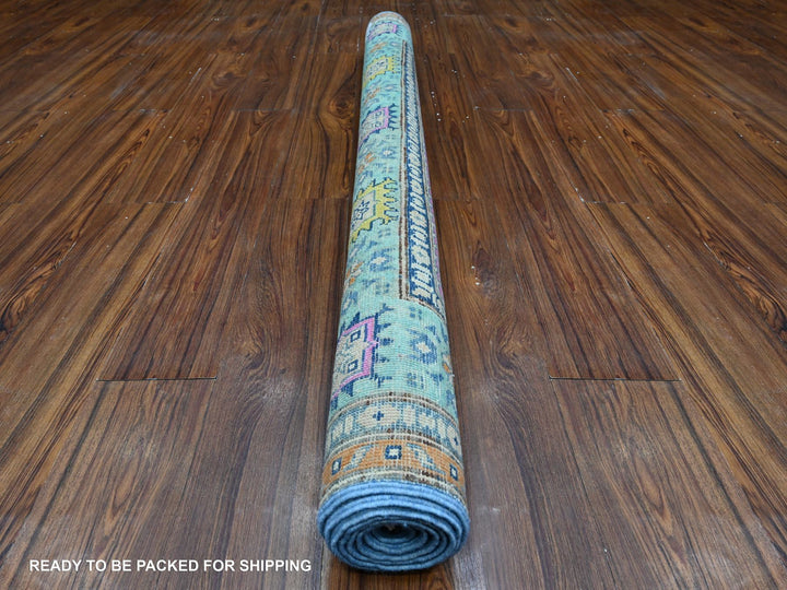 5'1" x 6'4" New Hand Knotted Blue Wool Rectangle Oriental Rug - MOA10289347