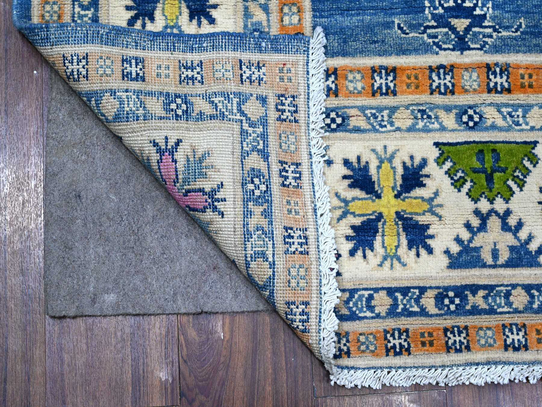 5'5" x 7'9" New Hand Knotted Blue Wool Rectangle Oriental Rug - MOA10289348