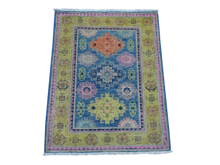 2'1" x 2'6" New Hand Knotted Blue Wool Rectangle Oriental Rug - MOA10289388