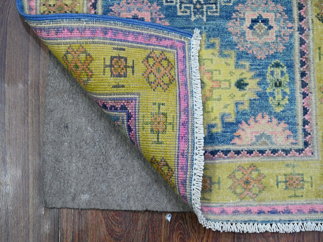 2'1" x 2'6" New Hand Knotted Blue Wool Rectangle Oriental Rug - MOA10289388