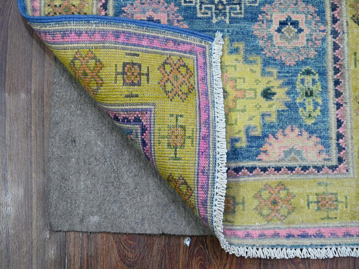 2'1" x 2'6" New Hand Knotted Blue Wool Rectangle Oriental Rug - MOA10289388