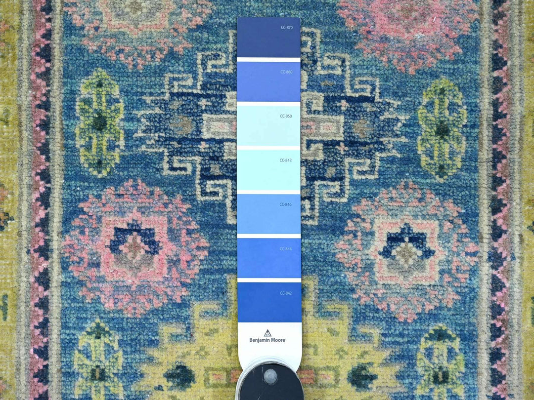 2'1" x 2'6" New Hand Knotted Blue Wool Rectangle Oriental Rug - MOA10289388