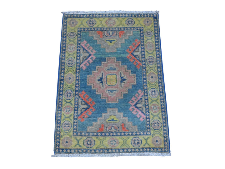 1'11" x 2'8" New Hand Knotted Blue Wool Rectangle Oriental Rug - MOA10289389