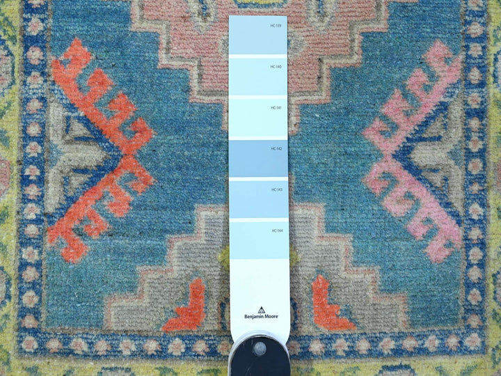 1'11" x 2'8" New Hand Knotted Blue Wool Rectangle Oriental Rug - MOA10289389