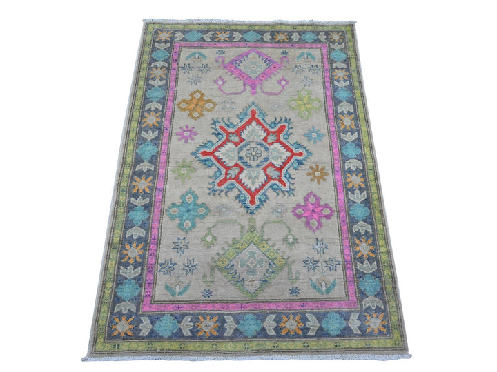 3'2" x 4'8" New Hand Knotted Grey Wool Rectangle Oriental Rug - MOA10289399