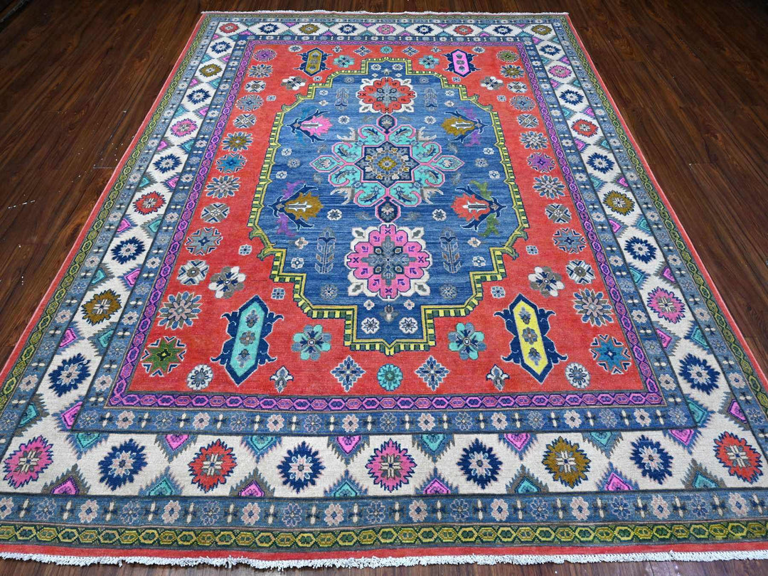 8'0" x 10'1" New Hand Knotted Red Wool Rectangle Oriental Rug - MOA10289418