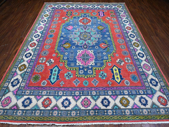 8'0" x 10'1" New Hand Knotted Red Wool Rectangle Oriental Rug - MOA10289418