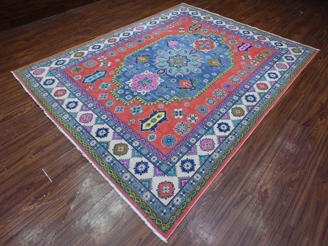 8'0" x 10'1" New Hand Knotted Red Wool Rectangle Oriental Rug - MOA10289418