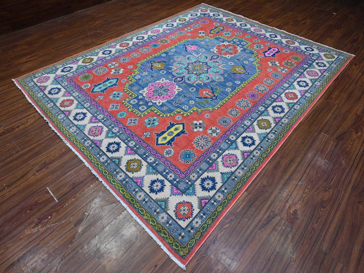 8'0" x 10'1" New Hand Knotted Red Wool Rectangle Oriental Rug - MOA10289418