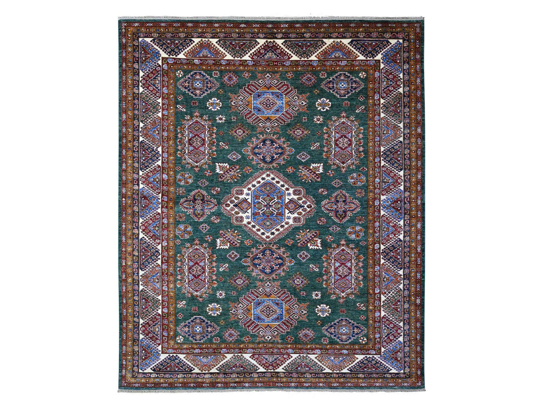 8'3" x 9'11" New Hand Knotted Green Wool Rectangle Oriental Rug - MOA10289421