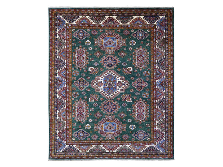 8'3" x 9'11" New Hand Knotted Green Wool Rectangle Oriental Rug - MOA10289421