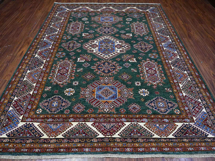 8'3" x 9'11" New Hand Knotted Green Wool Rectangle Oriental Rug - MOA10289421