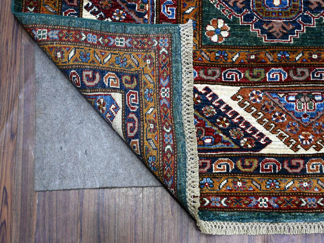 8'3" x 9'11" New Hand Knotted Green Wool Rectangle Oriental Rug - MOA10289421