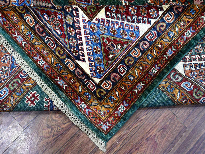 8'3" x 9'11" New Hand Knotted Green Wool Rectangle Oriental Rug - MOA10289421