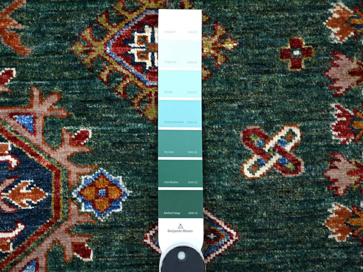 8'3" x 9'11" New Hand Knotted Green Wool Rectangle Oriental Rug - MOA10289421