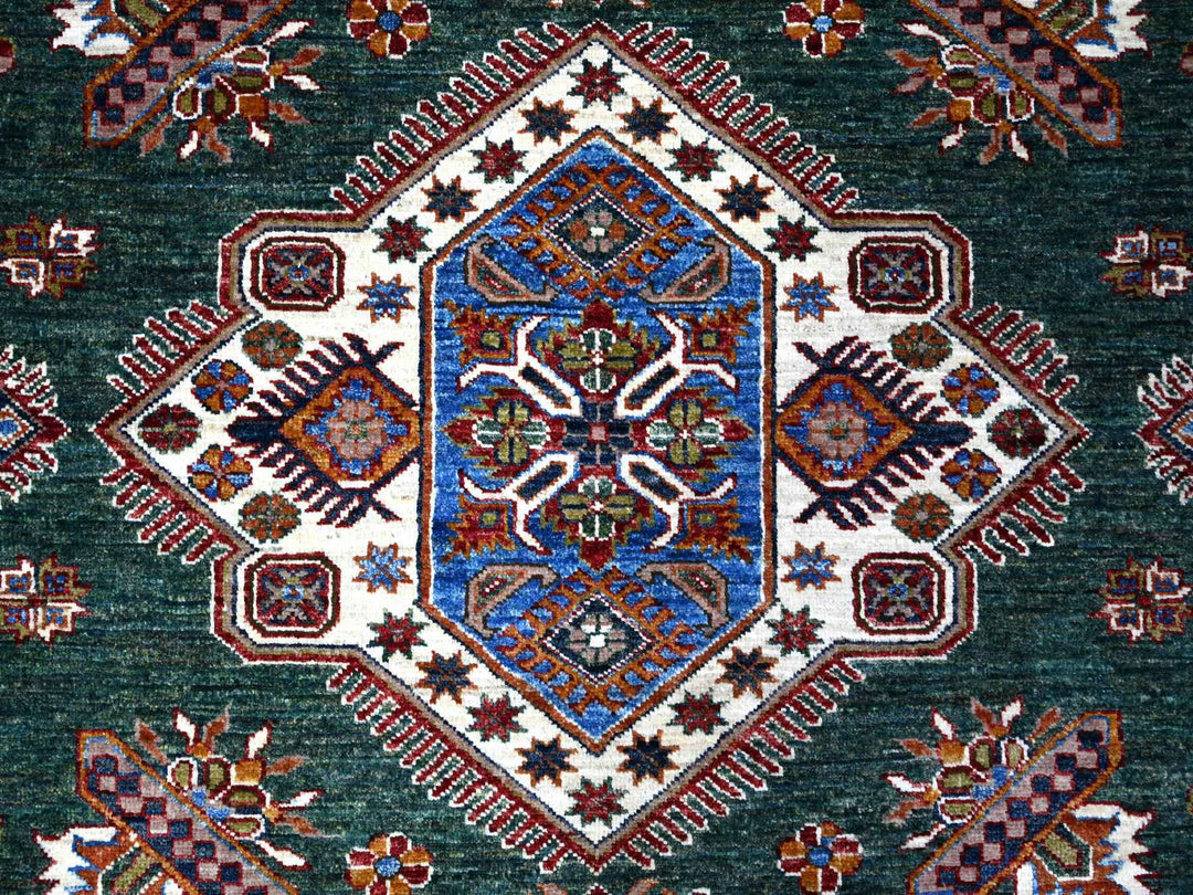 8'3" x 9'11" New Hand Knotted Green Wool Rectangle Oriental Rug - MOA10289421