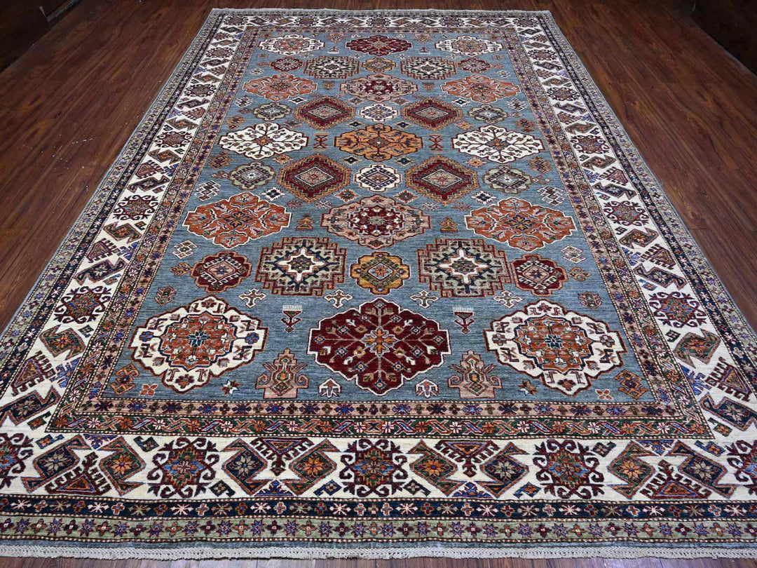 9'0" x 12'5" New Hand Knotted Grey Wool Rectangle Oriental Rug - MOA10289422