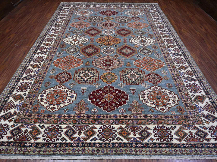 9'0" x 12'5" New Hand Knotted Grey Wool Rectangle Oriental Rug - MOA10289422