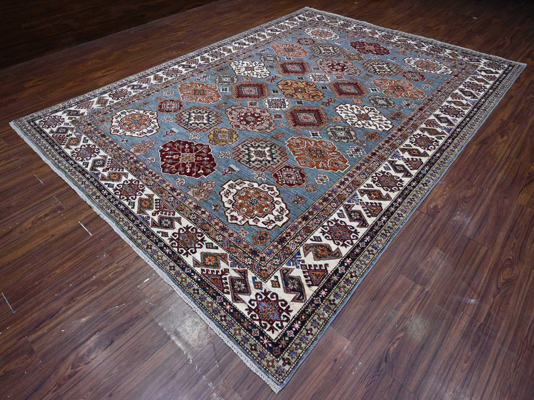 9'0" x 12'5" New Hand Knotted Grey Wool Rectangle Oriental Rug - MOA10289422