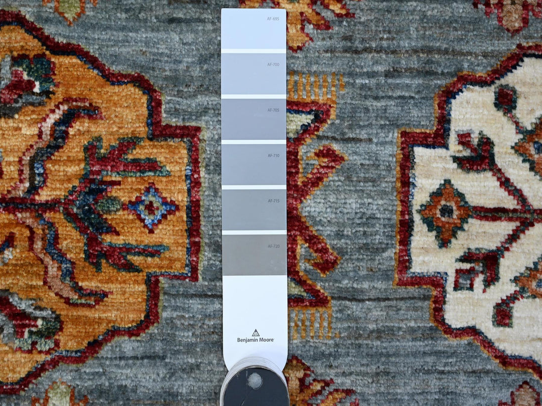 9'0" x 12'5" New Hand Knotted Grey Wool Rectangle Oriental Rug - MOA10289422