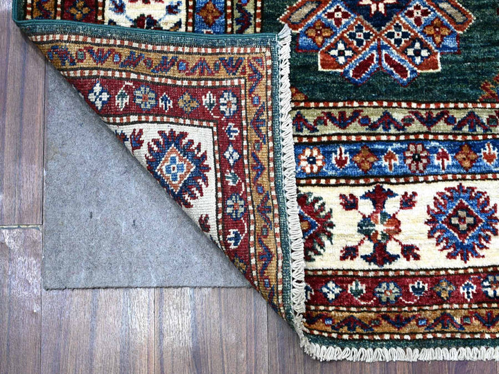 6'0" x 9'0" New Hand Knotted Green Wool Rectangle Oriental Rug - MOA10289429