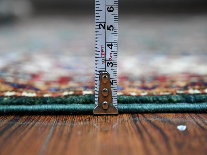 6'0" x 9'0" New Hand Knotted Green Wool Rectangle Oriental Rug - MOA10289429