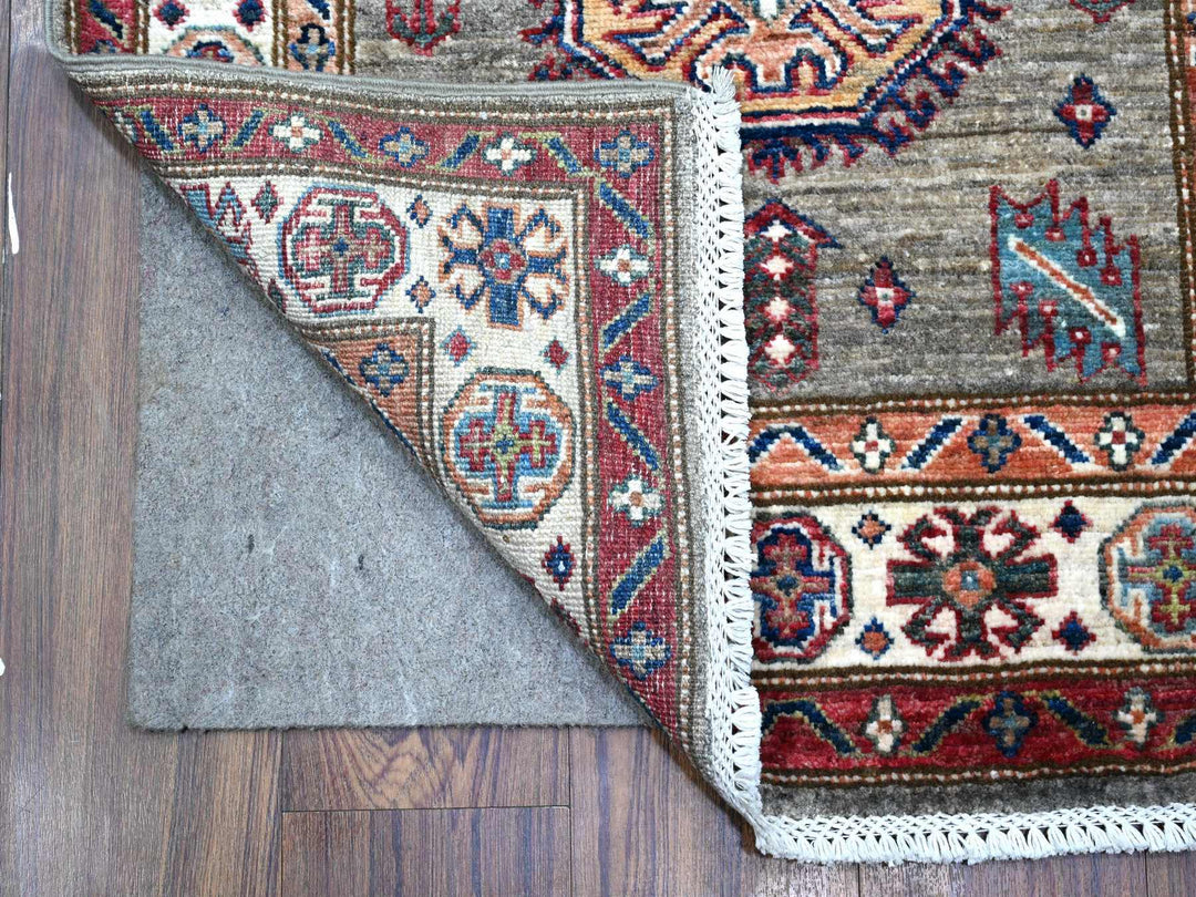2'8" x 20'10" New Hand Knotted Grey Wool Runner Oriental Rug - MOA10289432