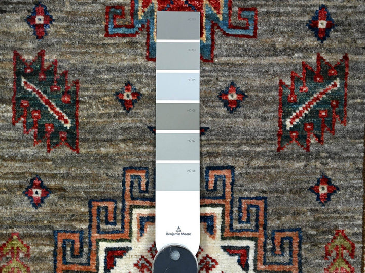 2'8" x 20'10" New Hand Knotted Grey Wool Runner Oriental Rug - MOA10289432