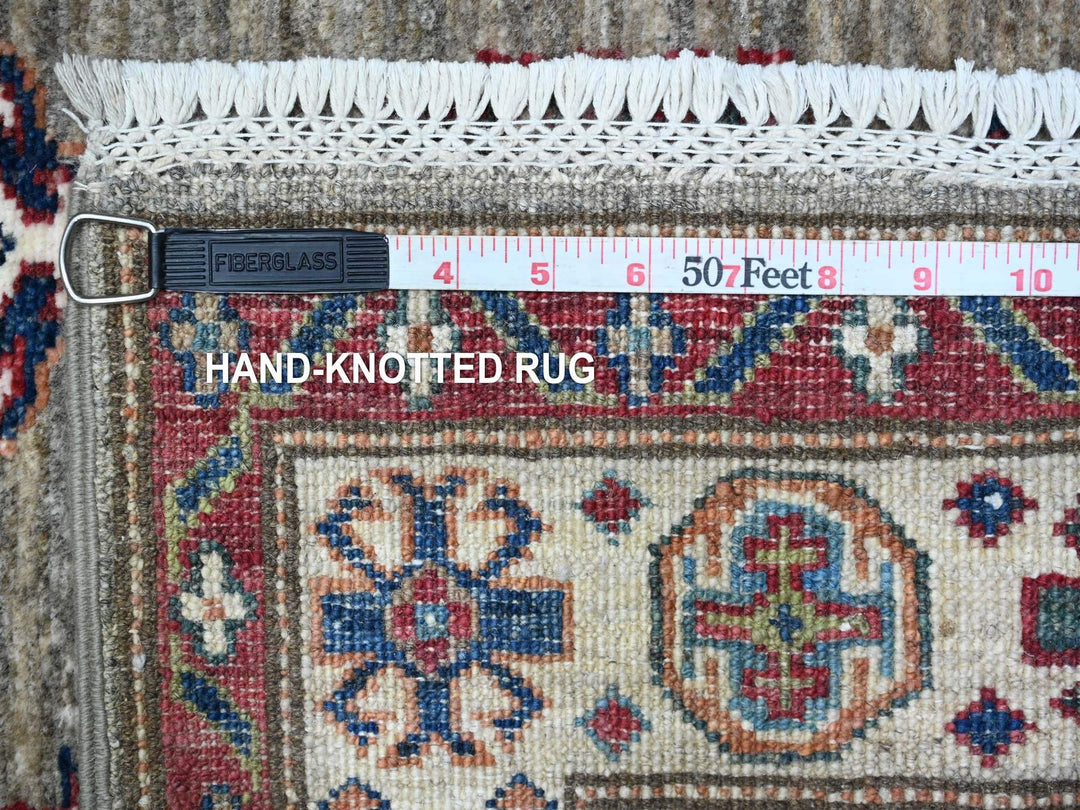 2'8" x 20'10" New Hand Knotted Grey Wool Runner Oriental Rug - MOA10289432