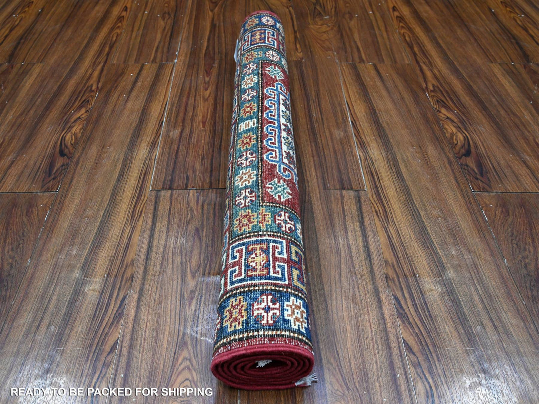 2'9" x 4'1" New Hand Knotted Red Wool Rectangle Oriental Rug - MOA10289435