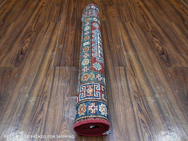 2'9" x 4'1" New Hand Knotted Red Wool Rectangle Oriental Rug - MOA10289435