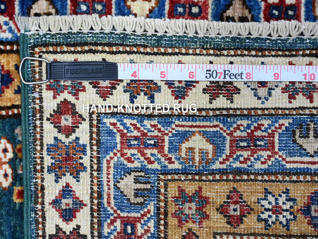 1'11" x 5'8" New Hand Knotted Green Wool Runner Oriental Rug - MOA10289437