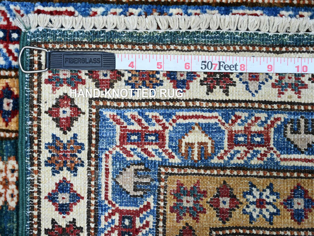 1'11" x 5'9" New Hand Knotted Green Wool Runner Oriental Rug - MOA10289441