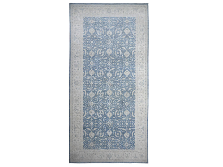 9'10" x 20'3" New Hand Knotted Blue Wool Rectangle Oriental Rug - MOA10289473