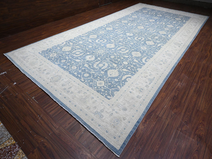 9'10" x 20'3" New Hand Knotted Blue Wool Rectangle Oriental Rug - MOA10289473