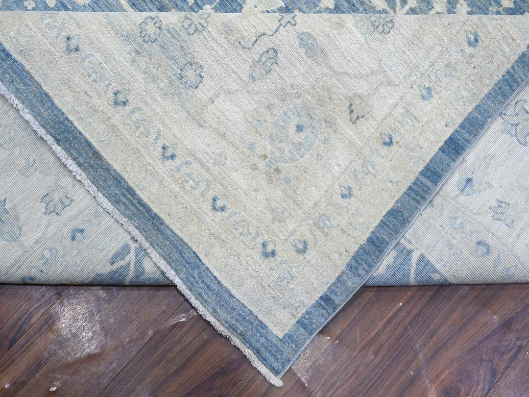 9'10" x 20'3" New Hand Knotted Blue Wool Rectangle Oriental Rug - MOA10289473