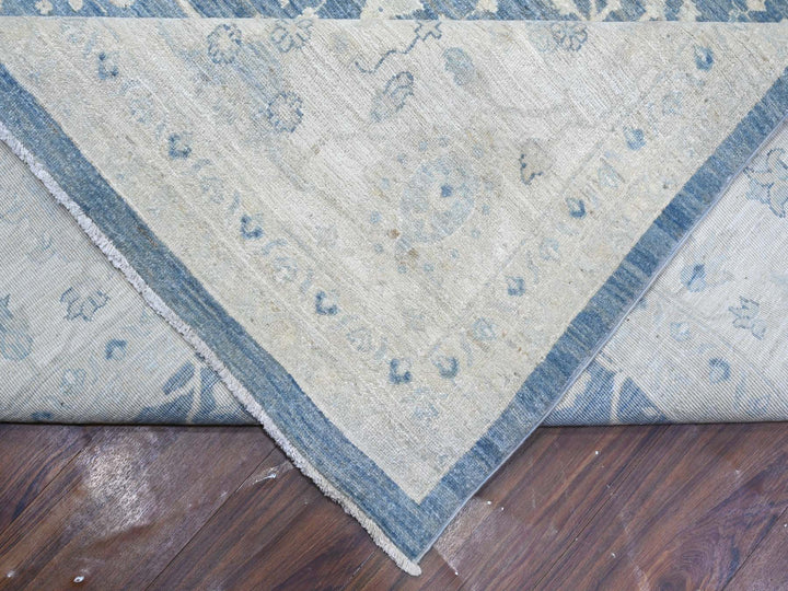 9'10" x 20'3" New Hand Knotted Blue Wool Rectangle Oriental Rug - MOA10289473