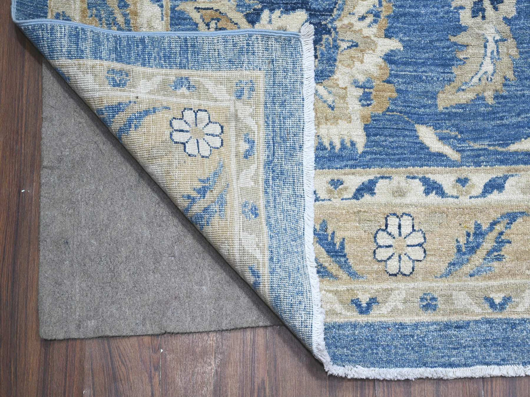 12'11" x 20'7" New Hand Knotted Blue Wool Rectangle Oriental Rug - MOA10289475