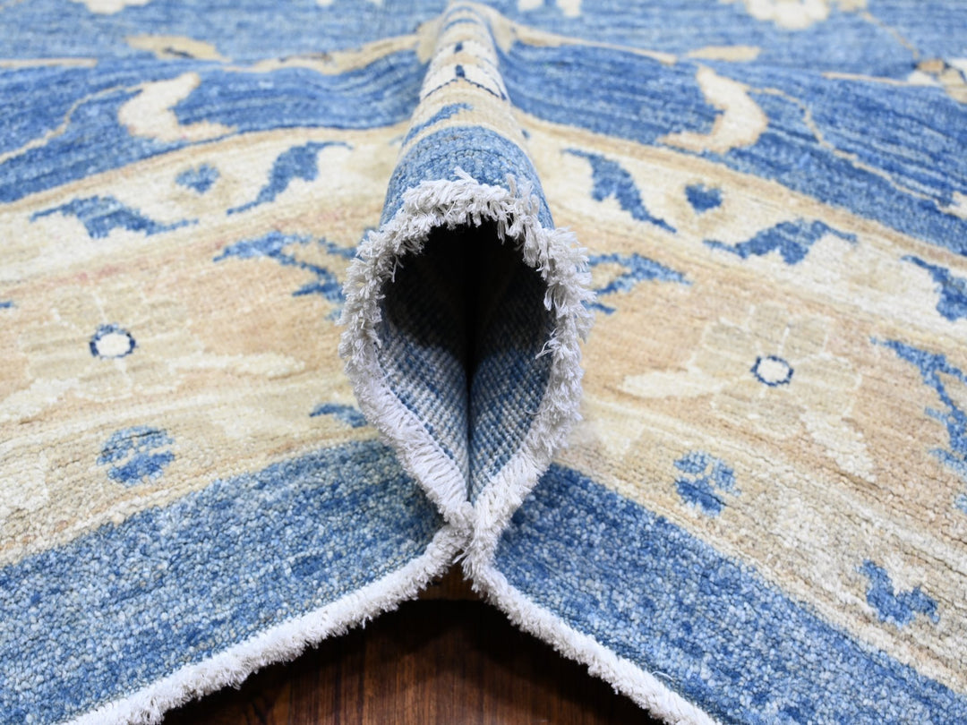 12'11" x 20'7" New Hand Knotted Blue Wool Rectangle Oriental Rug - MOA10289475