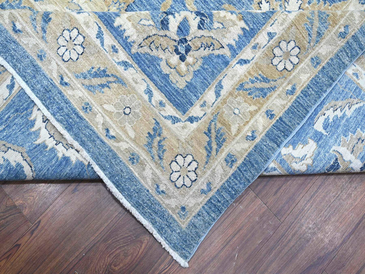 12'11" x 20'7" New Hand Knotted Blue Wool Rectangle Oriental Rug - MOA10289475