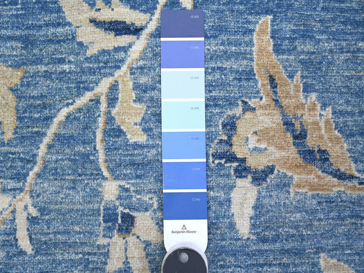 12'11" x 20'7" New Hand Knotted Blue Wool Rectangle Oriental Rug - MOA10289475