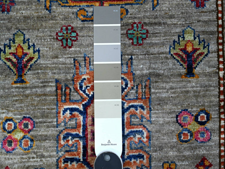 2'8" x 13'2" New Hand Knotted Grey Wool Runner Oriental Rug - MOA10289560