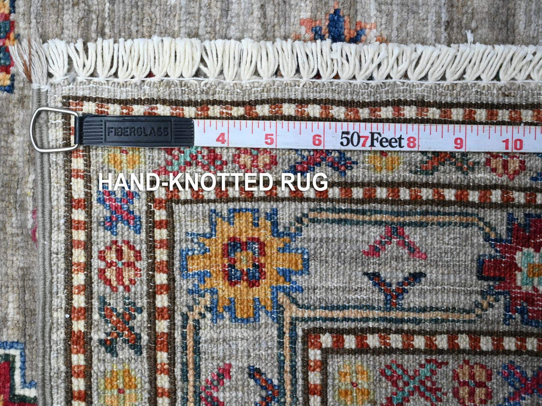 2'8" x 13'2" New Hand Knotted Grey Wool Runner Oriental Rug - MOA10289560